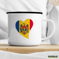 Emaille Tasse Moldau Flagge Herz 300ml Vintage
