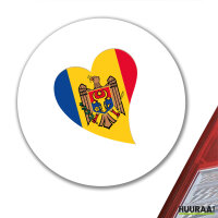 Aufkleber Moldau Flagge Herz 10cm rund