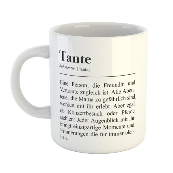 Kaffeetasse Tante Definition Weiß 330ml