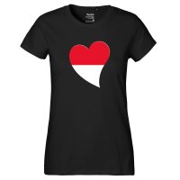 Damen T-Shirt Monaco Flagge Herz
