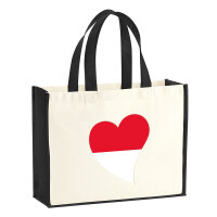 Jutetasche Monaco Flagge Herz 21 Liter Black