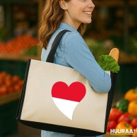 Jutetasche Monaco Flagge Herz 21 Liter Black