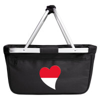 Einkaufskorb faltbar Monaco Flagge Herz 20 Liter Black