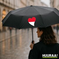 Regenschirm Monaco Flagge Herz 98cm Schwarz