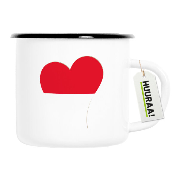 Emaille Tasse Monaco Flagge Herz 300ml Vintage