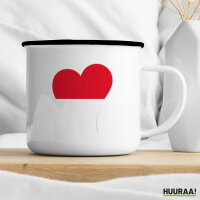 Emaille Tasse Monaco Flagge Herz 300ml Vintage