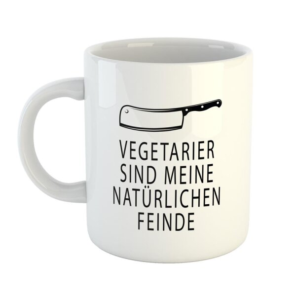 Kaffeetasse Vegetarier natürliche Feinde Weiß 330ml