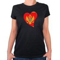 Damen T-Shirt Montenegro Flagge Herz