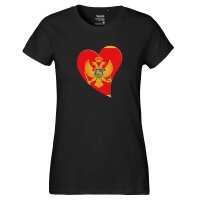 Damen T-Shirt Montenegro Flagge Herz