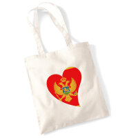 Jutebeutel Montenegro Flagge Herz 10 Liter