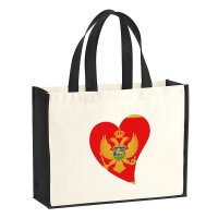 Jutetasche Montenegro Flagge Herz 21 Liter Black