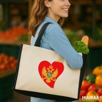 Jutetasche Montenegro Flagge Herz 21 Liter Black