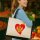 Jutetasche Montenegro Flagge Herz 21 Liter Black