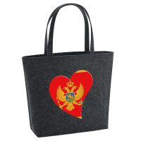 Filz Shopper Montenegro Flagge Herz 22 Liter