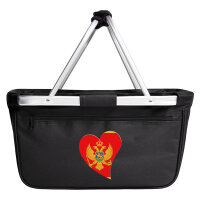 Einkaufskorb faltbar Montenegro Flagge Herz 20 Liter Black