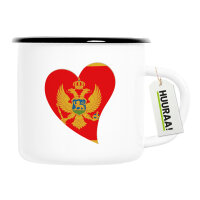 Emaille Tasse Montenegro Flagge Herz 300ml Vintage