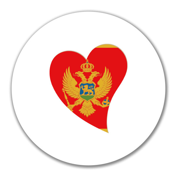 Aufkleber Montenegro Flagge Herz 10cm rund