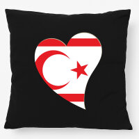 Kissen Nordzypern Flagge Herz 40x40cm