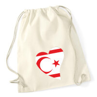 Turnbeutel Nordzypern Flagge Herz 12 Liter
