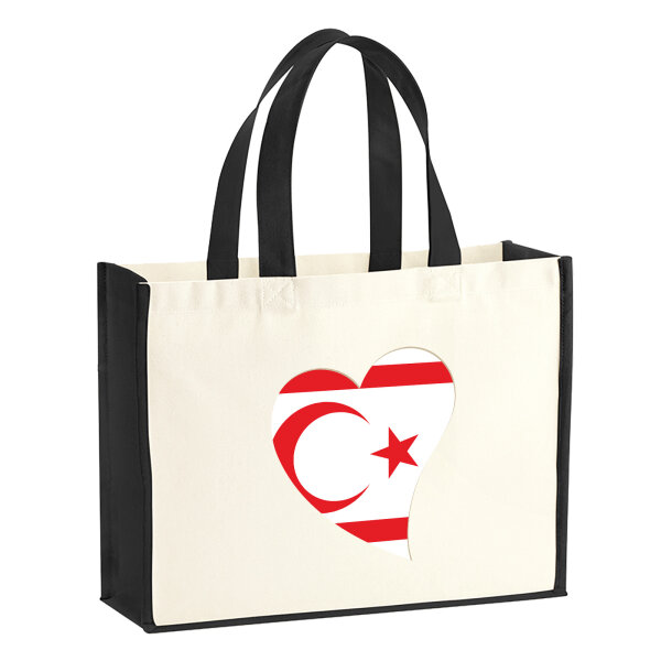 Jutetasche Nordzypern Flagge Herz 21 Liter Black