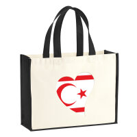 Jutetasche Nordzypern Flagge Herz 21 Liter Black
