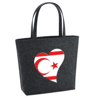 Filz Shopper Nordzypern Flagge Herz 22 Liter