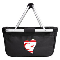 Einkaufskorb faltbar Nordzypern Flagge Herz 20 Liter Black