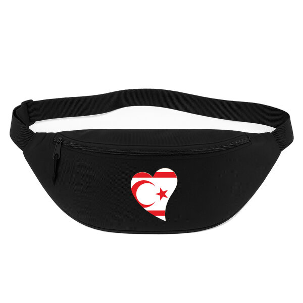 Bauchtasche Nordzypern Flagge Herz 2,5 Liter Black