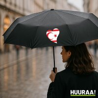 Regenschirm Nordzypern Flagge Herz 98cm Schwarz