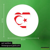 Aufkleber Nordzypern Flagge Herz 10cm rund