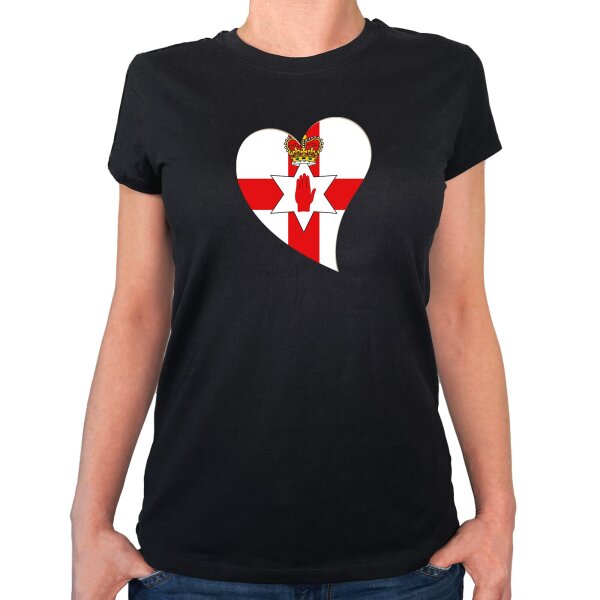 Damen T-Shirt Nordirland Flagge Herz