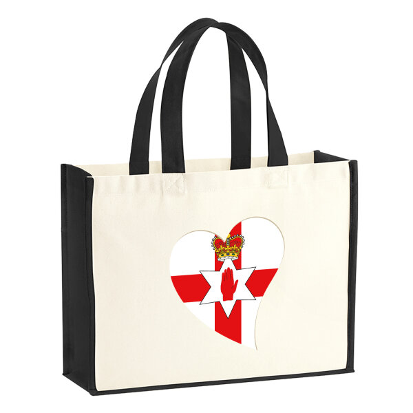 Jutetasche Nordirland Flagge Herz 21 Liter Black
