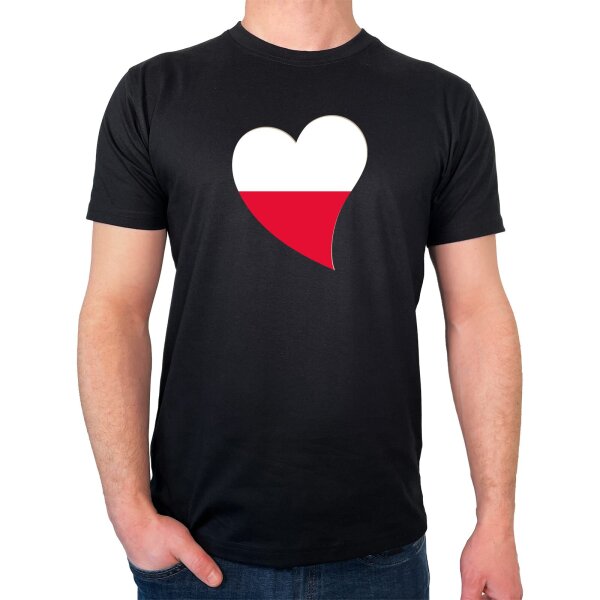 Herren T-Shirt Polen Flagge Herz