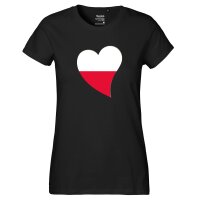 Damen T-Shirt Polen Flagge Herz