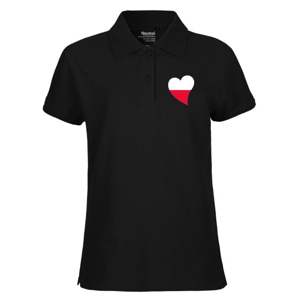 Damen Polo Shirt Polen Flagge Herz