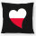Kissen Polen Flagge Herz 40x40cm