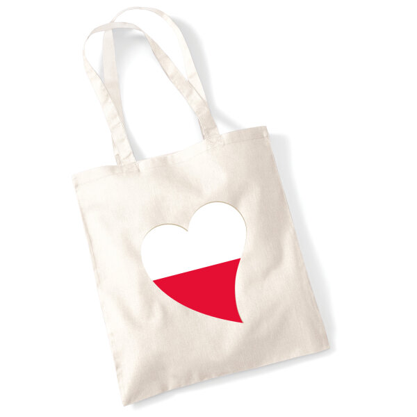Jutebeutel Polen Flagge Herz 10 Liter