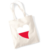 Jutebeutel Polen Flagge Herz 10 Liter