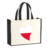 Jutetasche Polen Flagge Herz 21 Liter Black