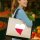 Jutetasche Polen Flagge Herz 21 Liter Black