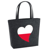Filz Shopper Polen Flagge Herz 22 Liter