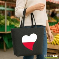 Filz Shopper Polen Flagge Herz 22 Liter