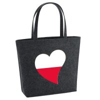 Filzshopper Polen Flagge Herz, 22 Liter