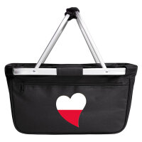 Einkaufskorb faltbar Polen Flagge Herz 20 Liter Black