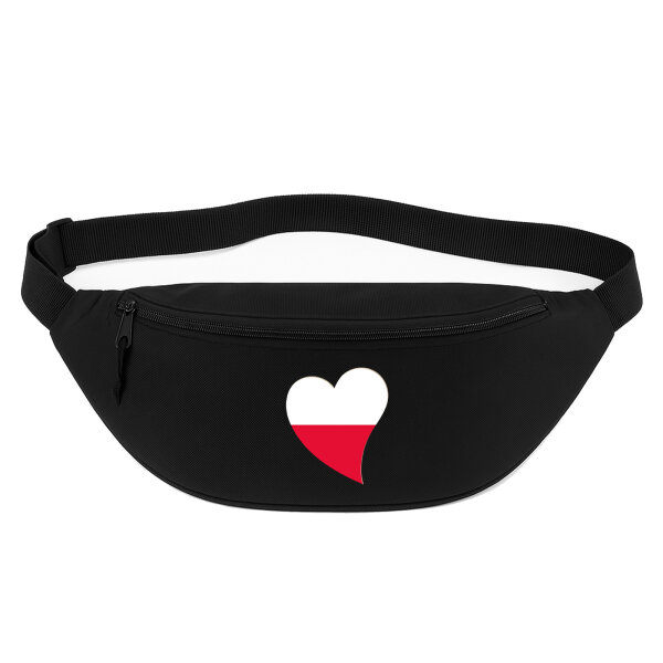 Bauchtasche Polen Flagge Herz 2,5 Liter Black