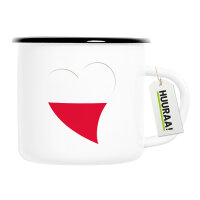 Emaille Tasse Polen Flagge Herz 300ml Vintage
