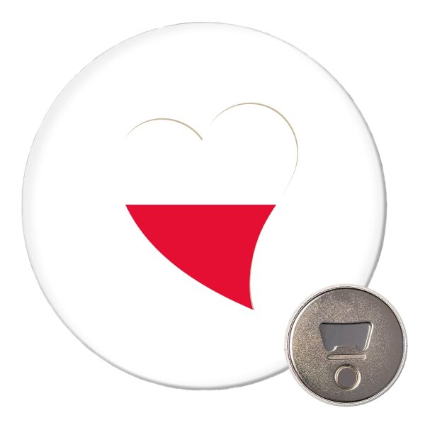 Magnet Polen Flagge Herz 59mm Kühlschrankmagnet