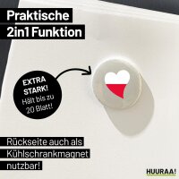 Magnet Polen Flagge Herz 59mm Kühlschrankmagnet