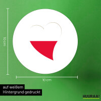 Aufkleber Polen Flagge Herz 10cm rund