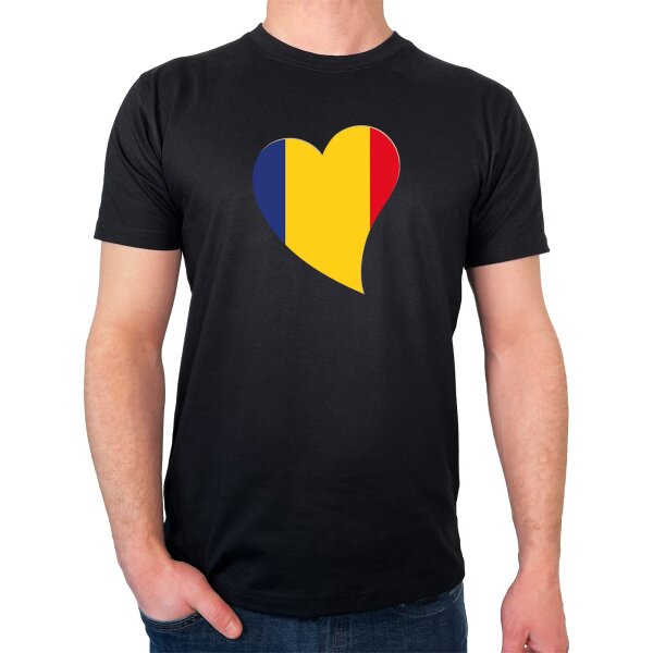 Herren T-Shirt Rumänien Flagge Herz